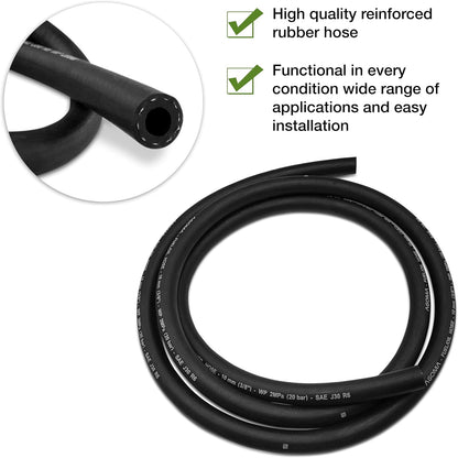 10mm Fuel Hose – Reinforced Rubber Hose for Fuel, Diesel, Petrol, Water – Oil-Resistant Flexible Pipe for Engine Fuels, Industrial Use – 2m Reinforced Rubber Pipe Hose