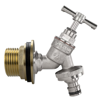 Water Butt Brass Kit 1” BSP to 3/4” – Heavy-Duty Brass Tank Connector with PTFE Tape & Lever Tap Options – Rainwater Harvesting, Barrels & IBC Containers