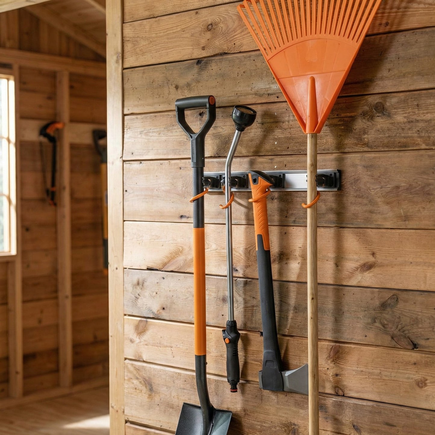 Tool Rack Rail Wall Mount Organizer Garage Garden Shed Storage 3 or 5 Hooks