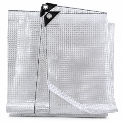 Clear Tarpaulin 300GSM Heavy Duty Waterproof Sheet + 10 Clip On Eyelets
