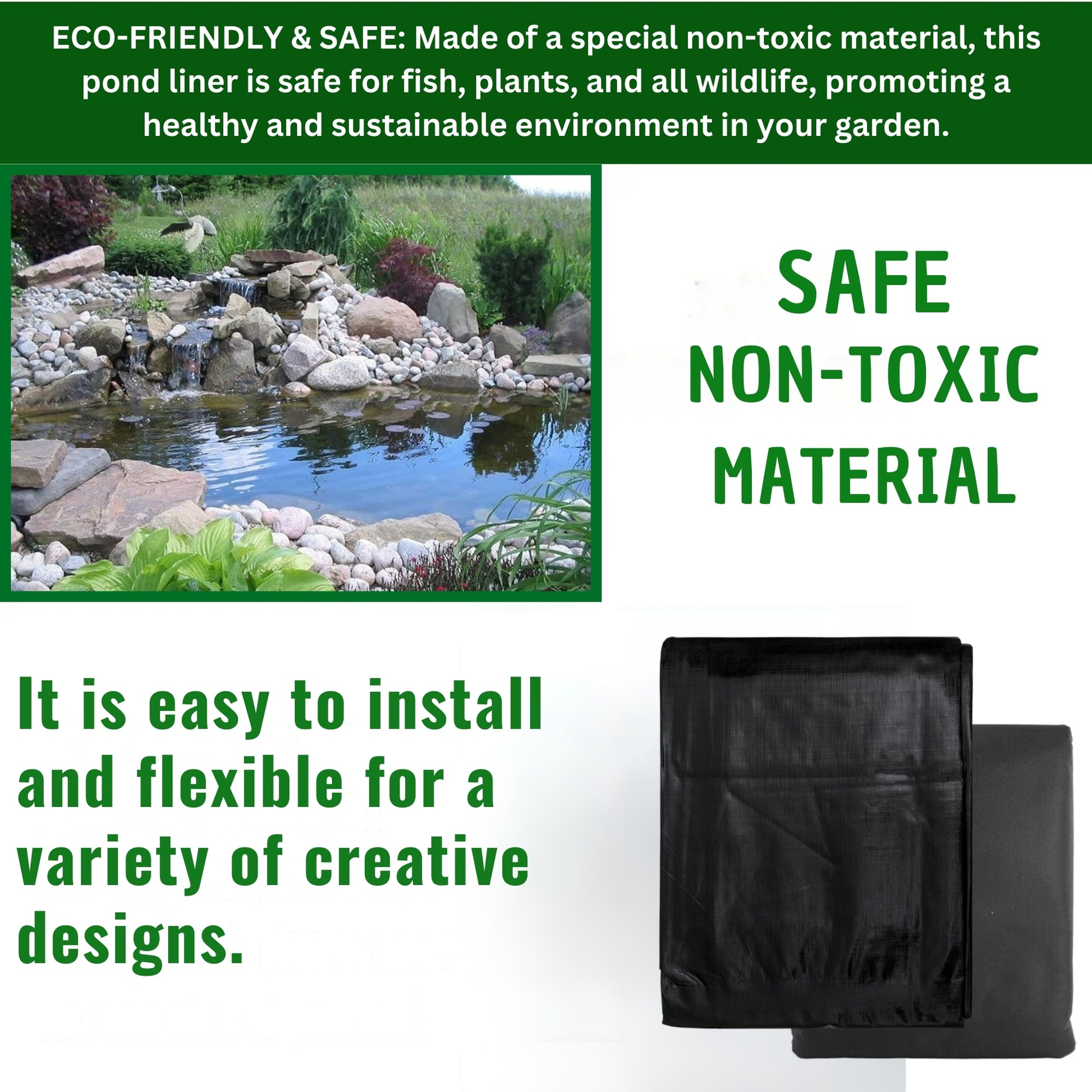 Pond Liner & Underlay Set – HDPE Material, UV & Tear Resistant, Waterproof - Perfect for Small to Large Water Gardens, Wildlife Ponds, and Decorative Features