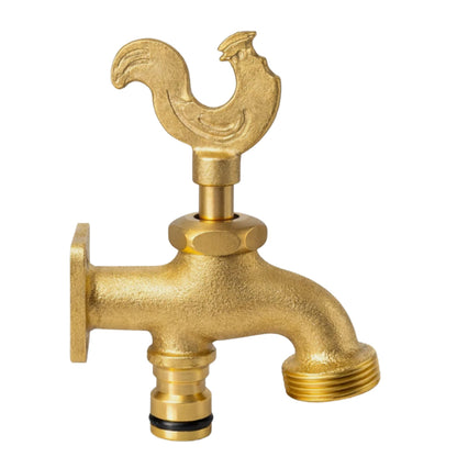 Brass Bib Solid Tap 3/4" BSP Rooster Handle Design Tap Quick Connect Inlet