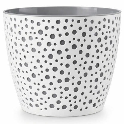 Flower Pot 19cm Decorative Modern Dotted Design Plastic Planter Round Plant Pot