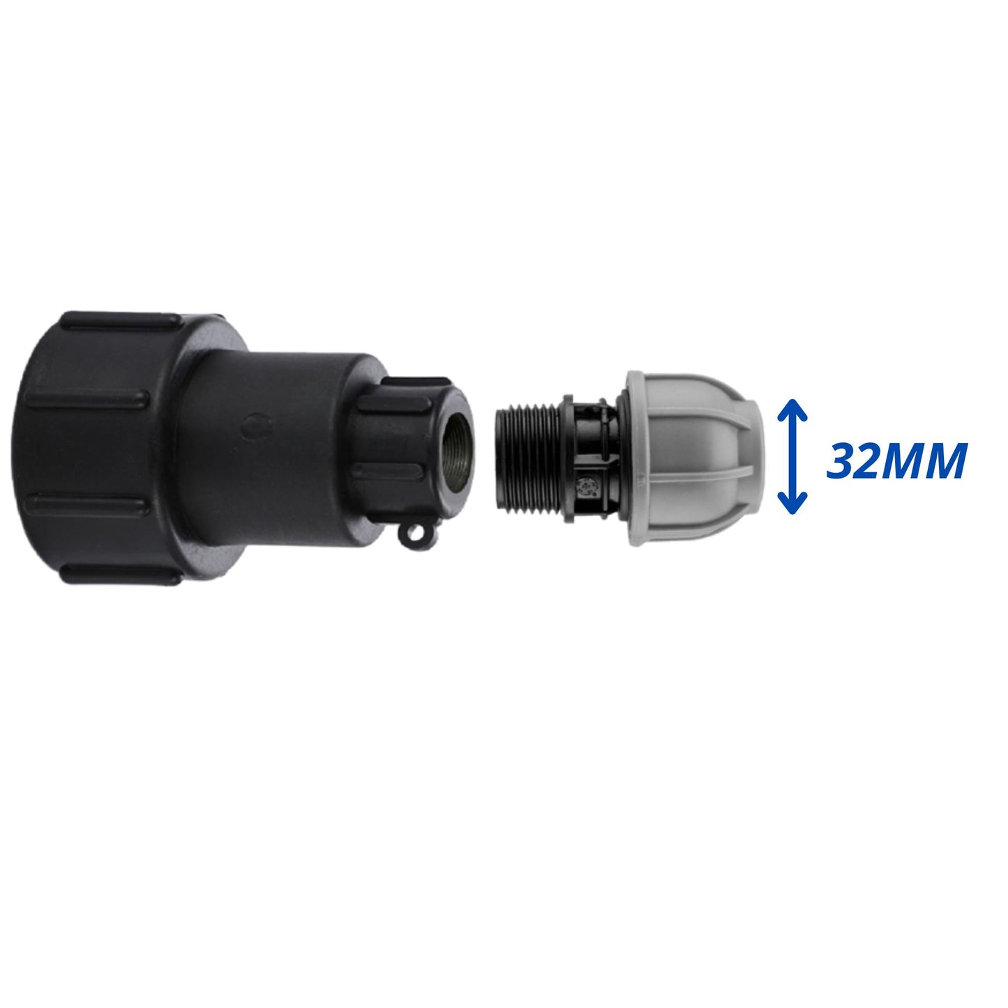 IBC Adapter S60x6 BSP MDPE Fittings 3/4" Extended Adaptor - Tee, Straight, Elbow 25mm & 32mm