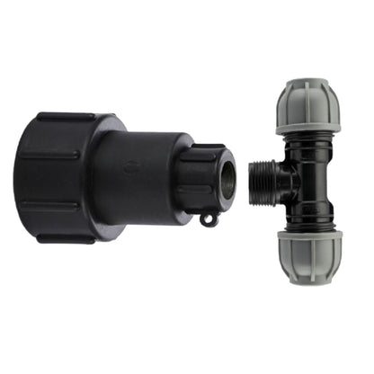 IBC Adapter S60x6 BSP MDPE Fittings 3/4" Extended Adaptor - Tee, Straight, Elbow 25mm & 32mm