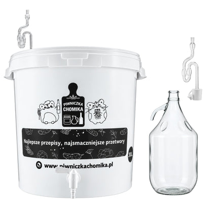Home Brew Fermenter 30L Bucket & 5L Glass Demijohn with Handle & Airlock Tube Kit