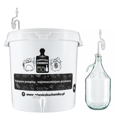 Home Brew Fermenter 30L Bucket & 5L Glass Demijohn with Handle & Airlock Tube Kit