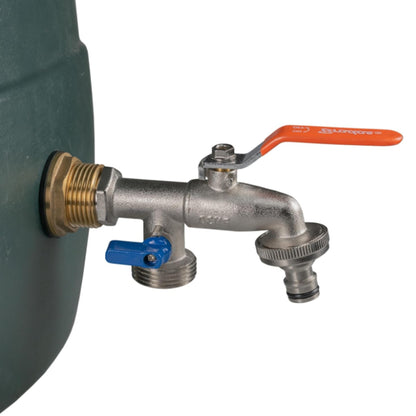 Water Butt Brass Kit 3/4" BSP to 1/2" – Heavy-Duty Brass Tank Connector with PTFE Tape & Lever Tap Options – Rainwater Harvesting, Barrels & IBC Containers