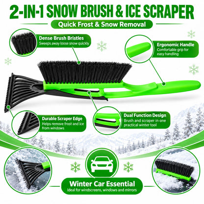 Snow Brush Ice Scraper Windscreen Car Window Frost De-Icer Winter Black Green Handheld
