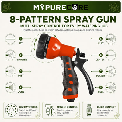 Hose Reel Cart and 30m Garden Hose Complete Watering Kit with 8-Pattern Spray Gun, 6-Layer Reinforced Hose, Tap Connector & Quick Hose Connectors