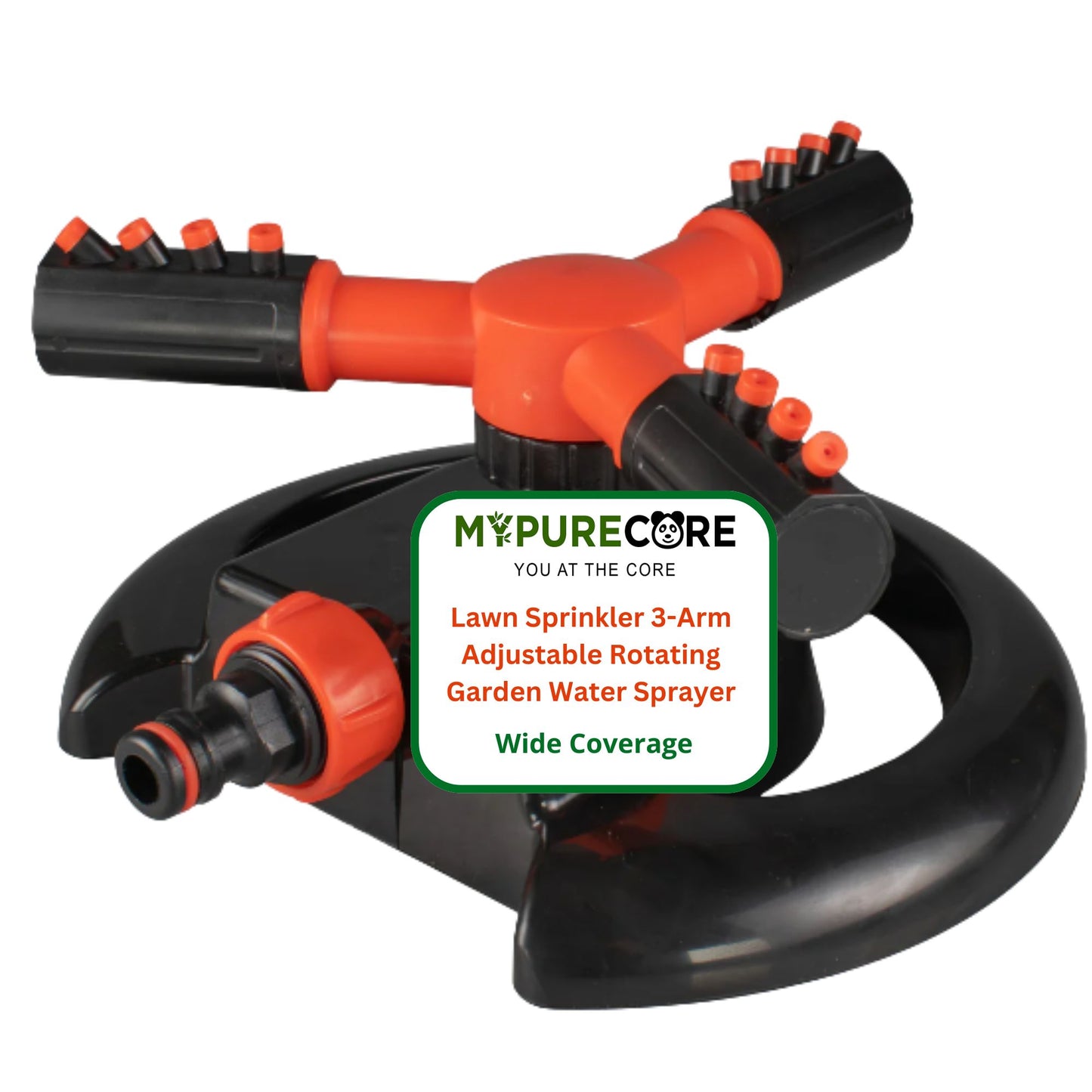 Lawn Sprinkler 3-Arm Adjustable Rotating – Garden Water Sprayer for Lawns, Flower Beds & Vegetable Patches – Wide Coverage Outdoor Irrigation Sprinkle