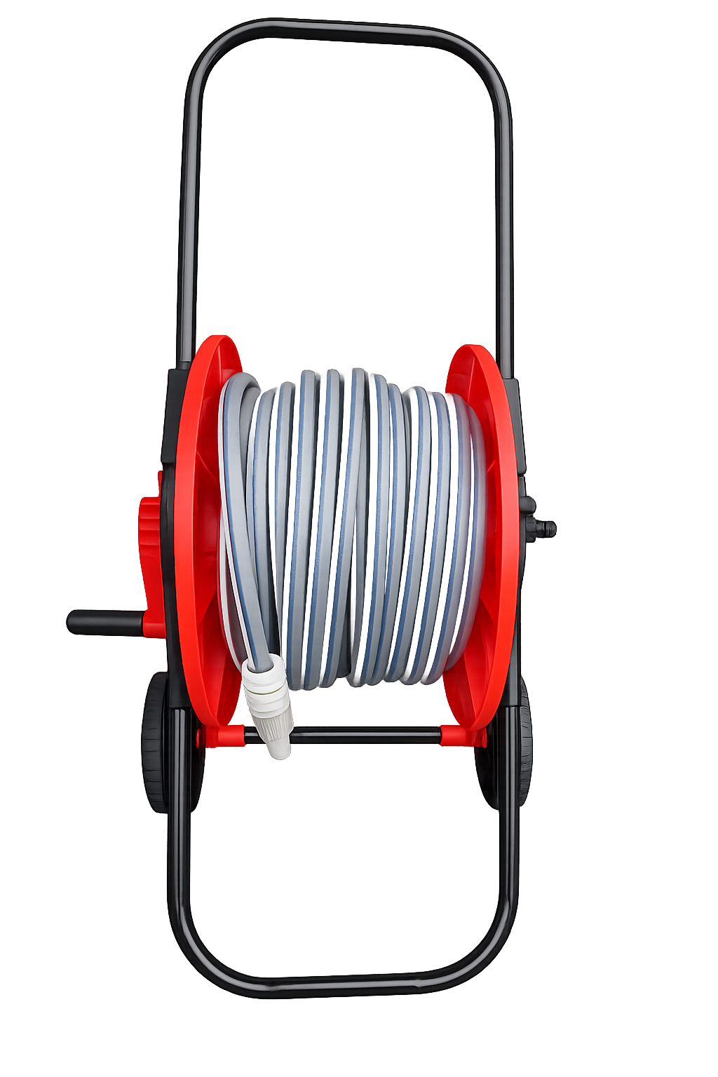 Hose Reel Cart with 30m Blue/Gray Garden Hose Pipe Watering Kit – Portable Wheeled Hose Trolley with Spray Nozzle, Connectors & Outdoor Irrigation Set
