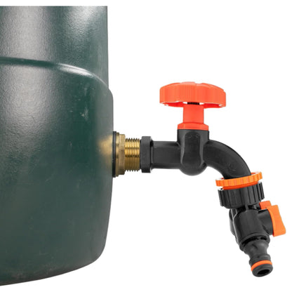 Water Butt Brass Kit 1" BSP to 3/4” – Heavy-Duty Brass Tank Connector with Black Dial Tap for Rainwater Harvesting, Barrels & Water Tanks