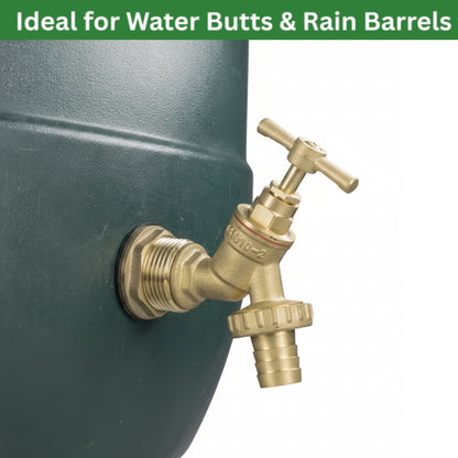 Water Butt Brass Kit 3/4" BSP to 1/2" – Heavy-Duty Brass Tank Connector with Tap Options & Drill Bit for Rainwater Harvesting & IBC Containers