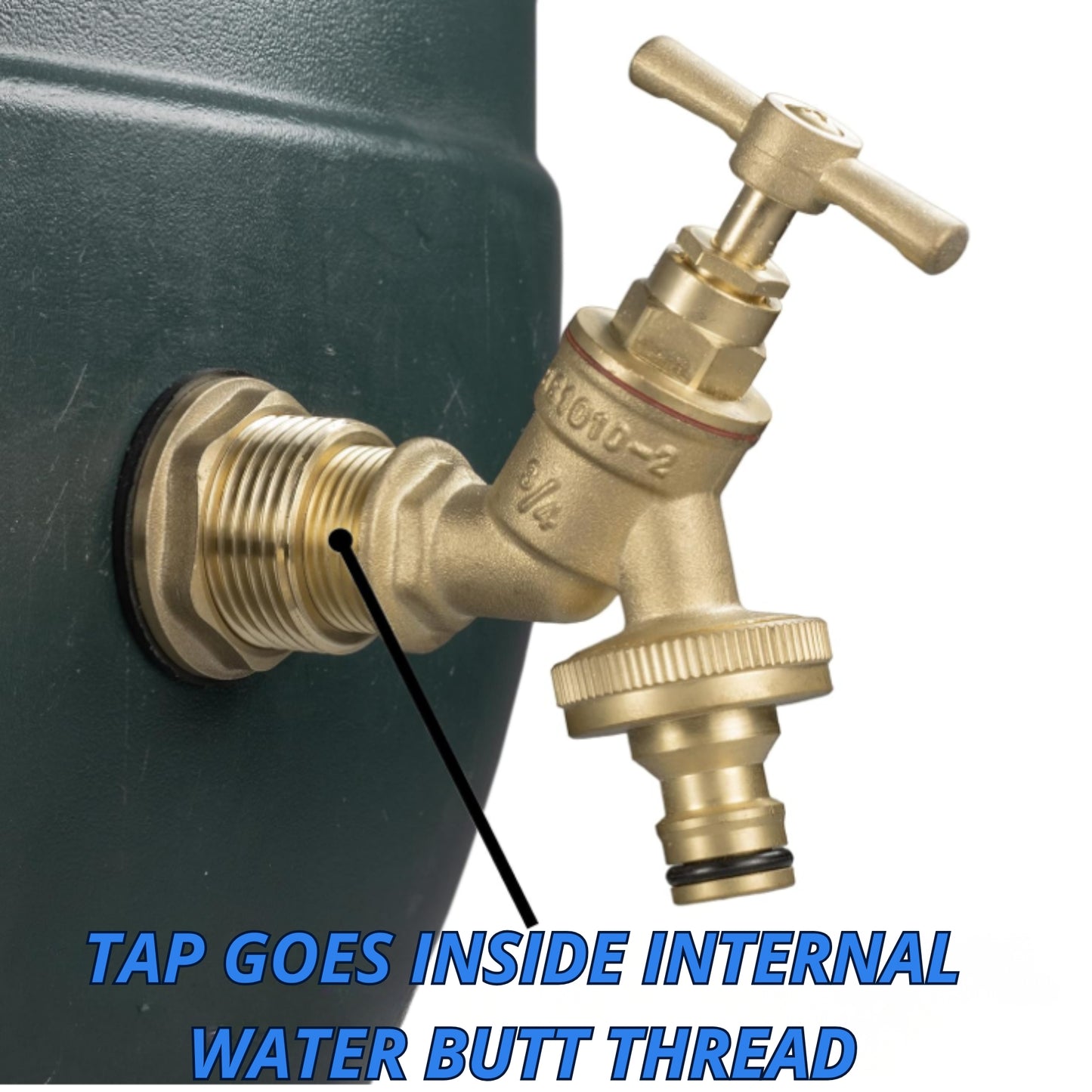 Solid Brass Water Butt Outlet Connector Threaded Adaptor with Washers, Nut & PTFE Tape for Rain Barrels, Tanks & Water Storage Systems