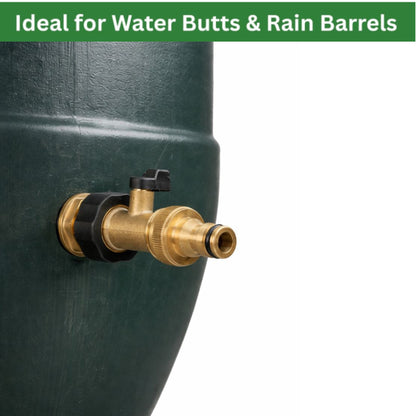 Water Butt Brass Kit 3/4" BSP to 1/2" – Heavy-Duty Brass Tank Connector with Tap Options for Rainwater Harvesting & IBC Containers