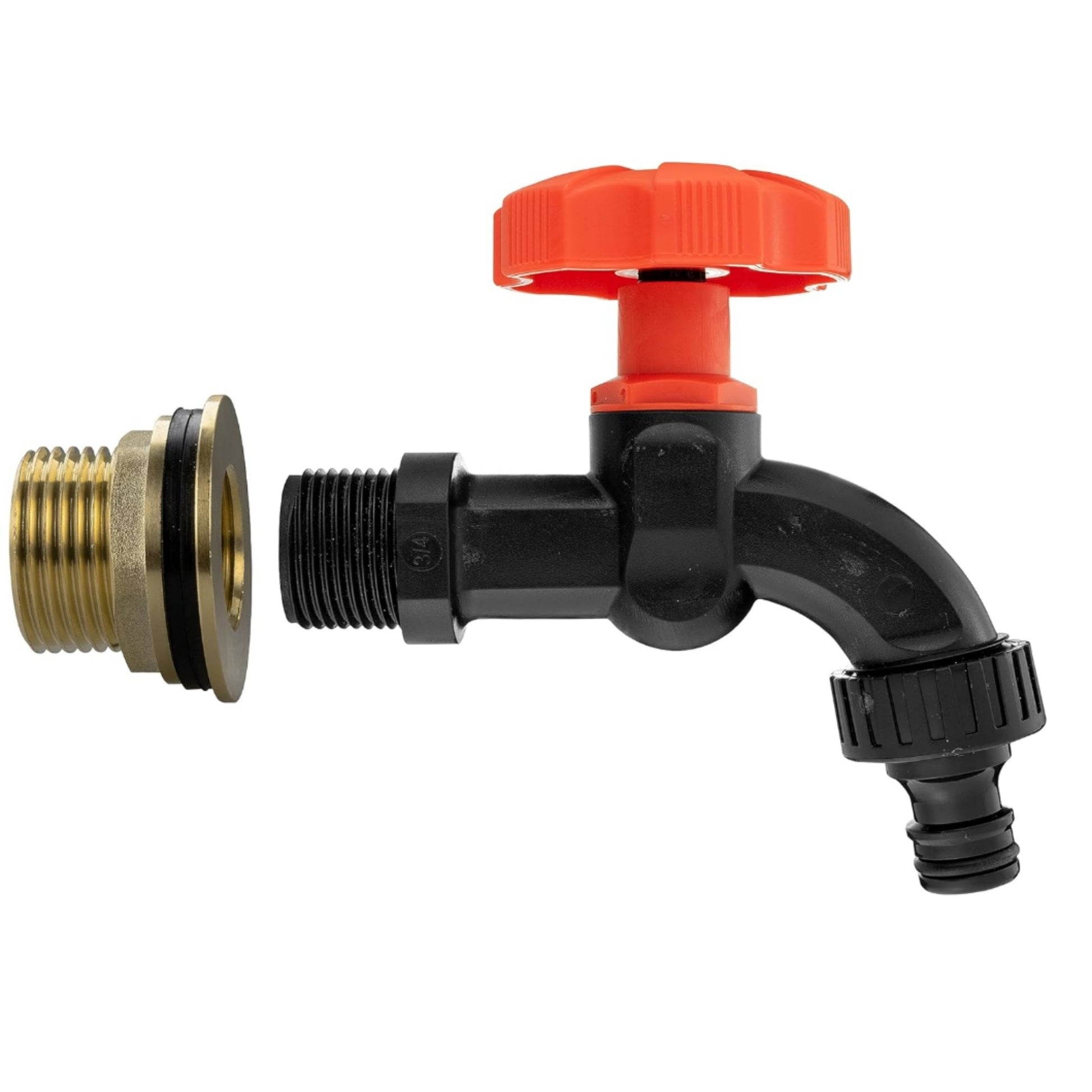 Heavy Duty Solid Brass Water Butt Outlet Connector with Dial Tap, Quick-Lock or Two-Way Splitter + PTFE Tape for Rain Barrels and Water Tanks
