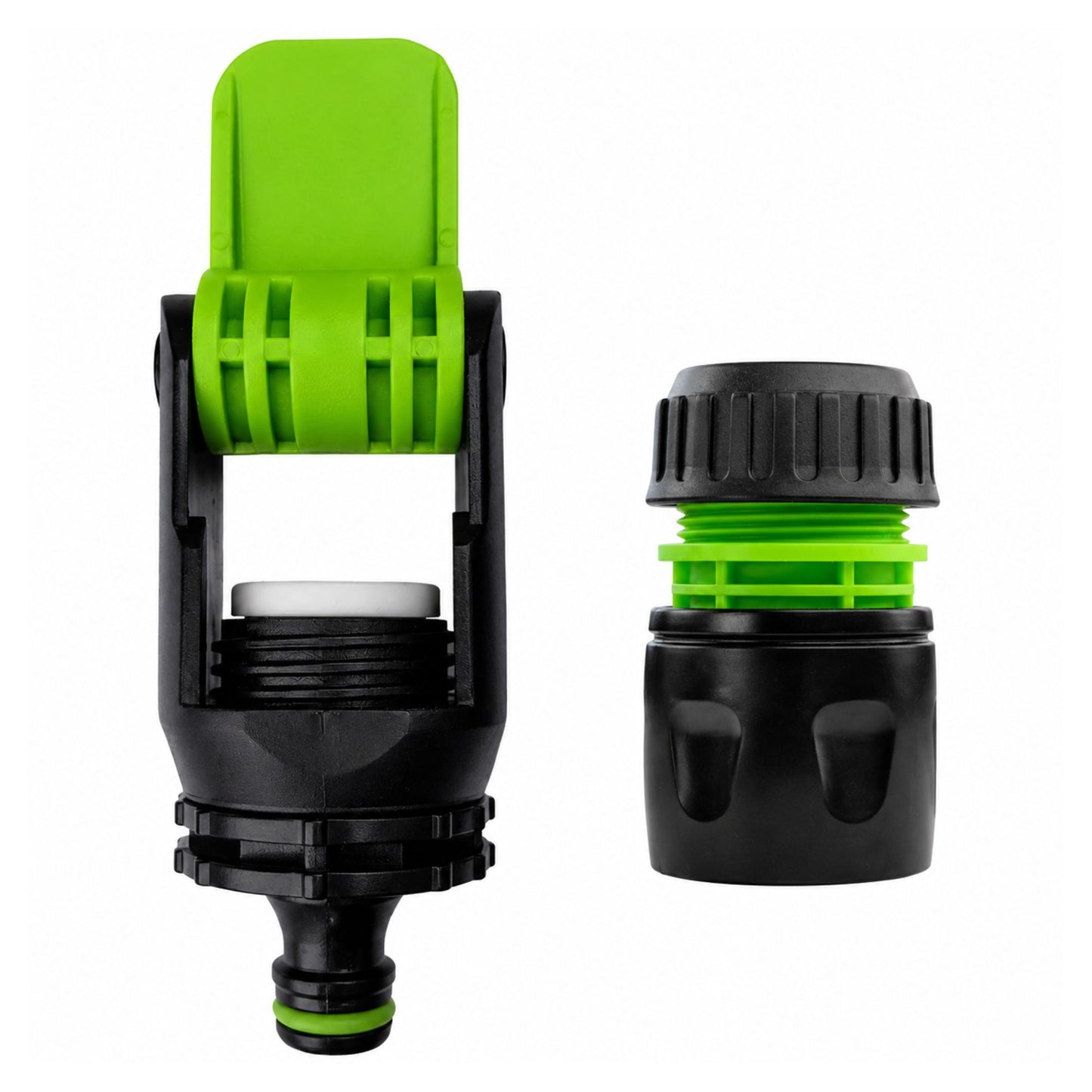 Tap Connector Adapter for Round & Square Taps | Adjustable Click-Lock Hose Fitting with 1/2" & 5/8" Female Connector