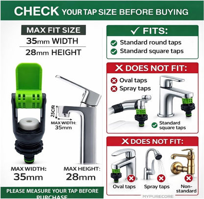 Universal Tap Connector Adapter Mixer Indoor and Outdoor | Adjustable and Click-Lock | Includes Bonus Female Connector for 1/2" or 5/8" Hose