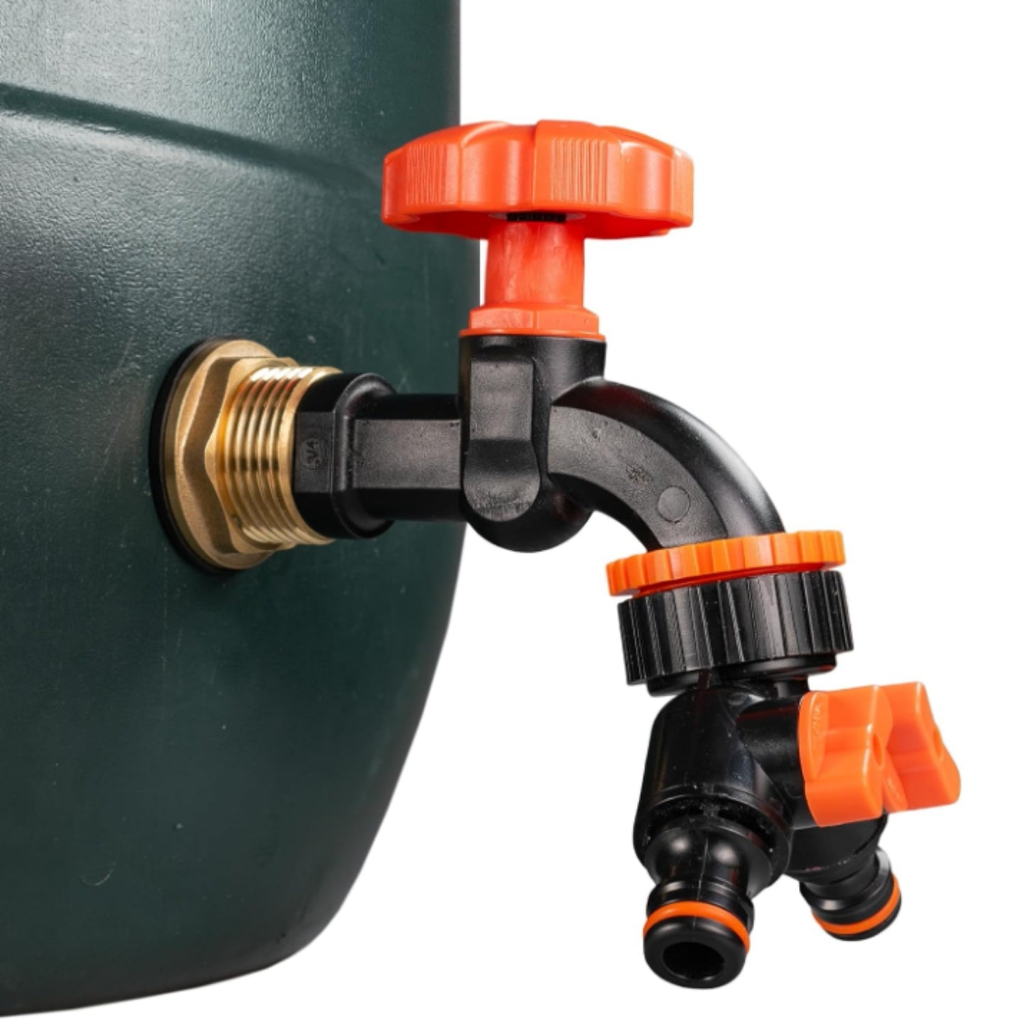 Water Butt Brass Kit 1" BSP to 3/4” – Heavy-Duty Brass Tank Connector with Black Dial Tap for Rainwater Harvesting, Barrels & Water Tanks