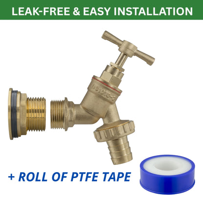 Water Butt Brass Kit 3/4" BSP to 1/2" – Heavy-Duty Brass Tank Connector with Tap Options for Rainwater Harvesting & IBC Containers