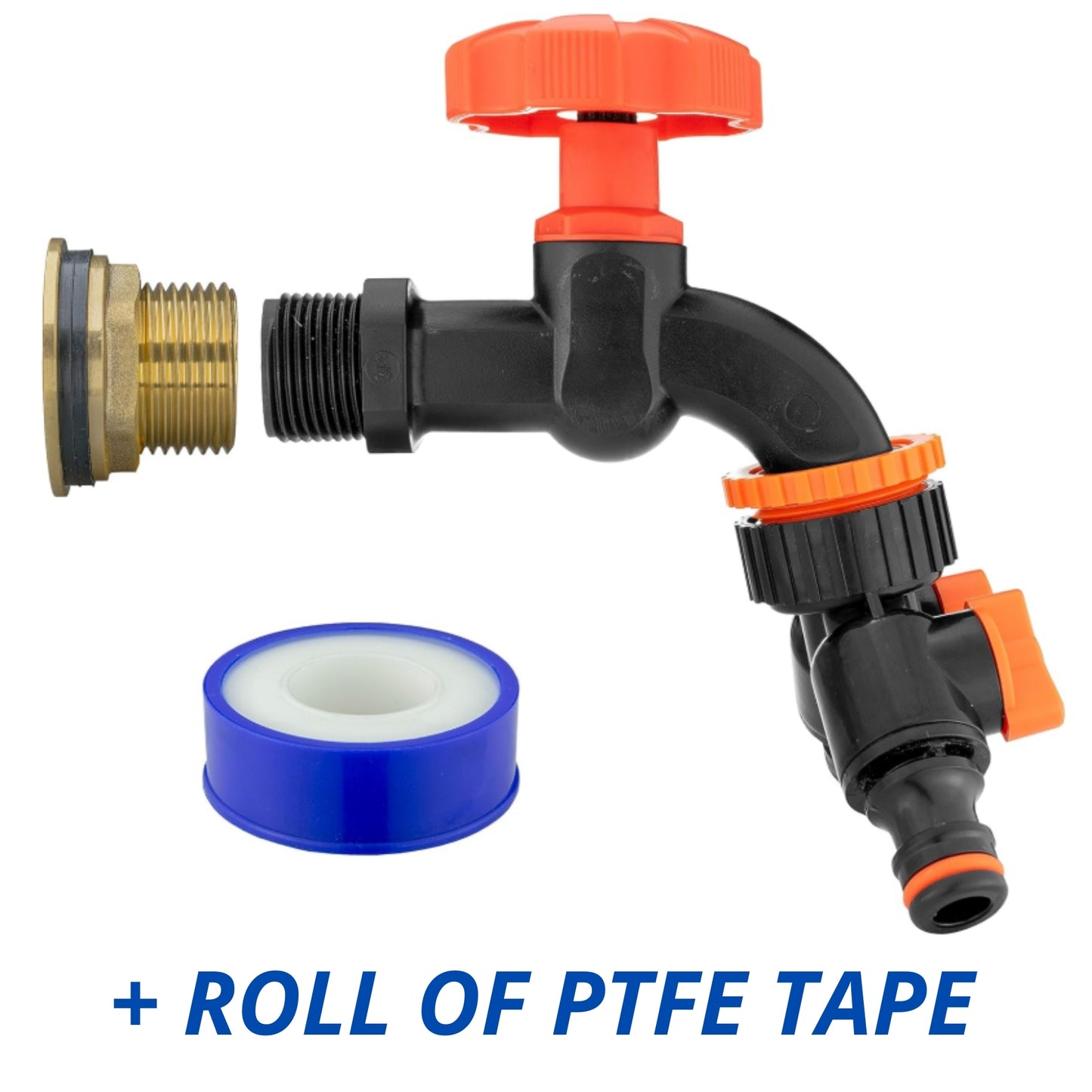 Water Butt Brass Kit 1" BSP to 3/4” – Heavy-Duty Brass Tank Connector with Black Dial Tap for Rainwater Harvesting, Barrels & Water Tanks
