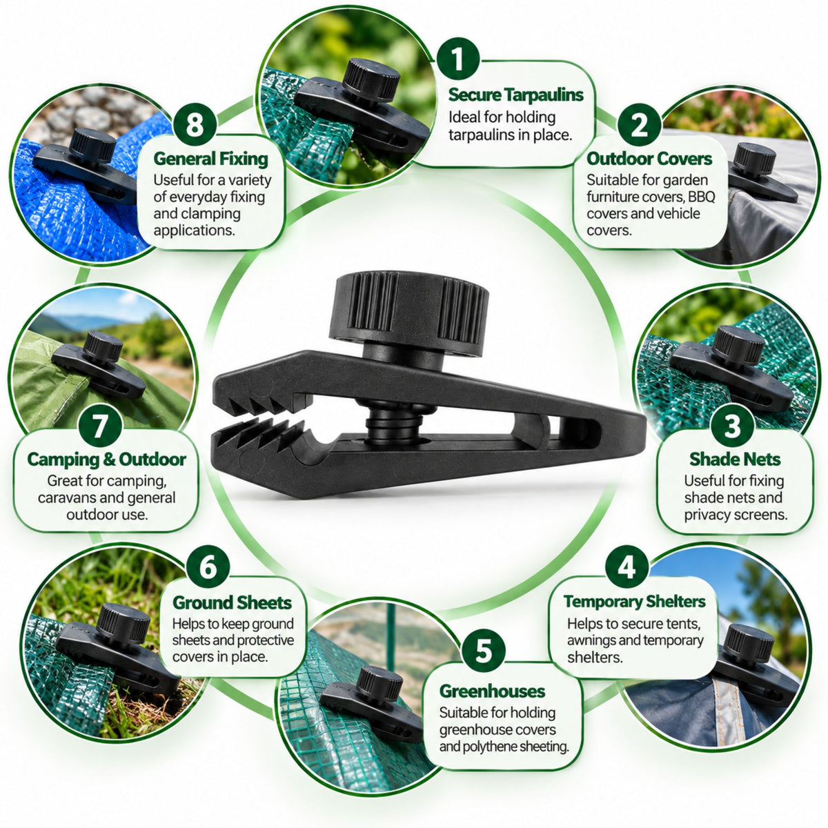 Heavy Duty Tarpaulin Clips – Adjustable Screw Grip Tarp Clamps