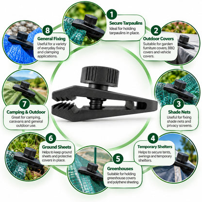 Heavy Duty Tarpaulin Clips – Adjustable Screw Grip Tarp Clamps