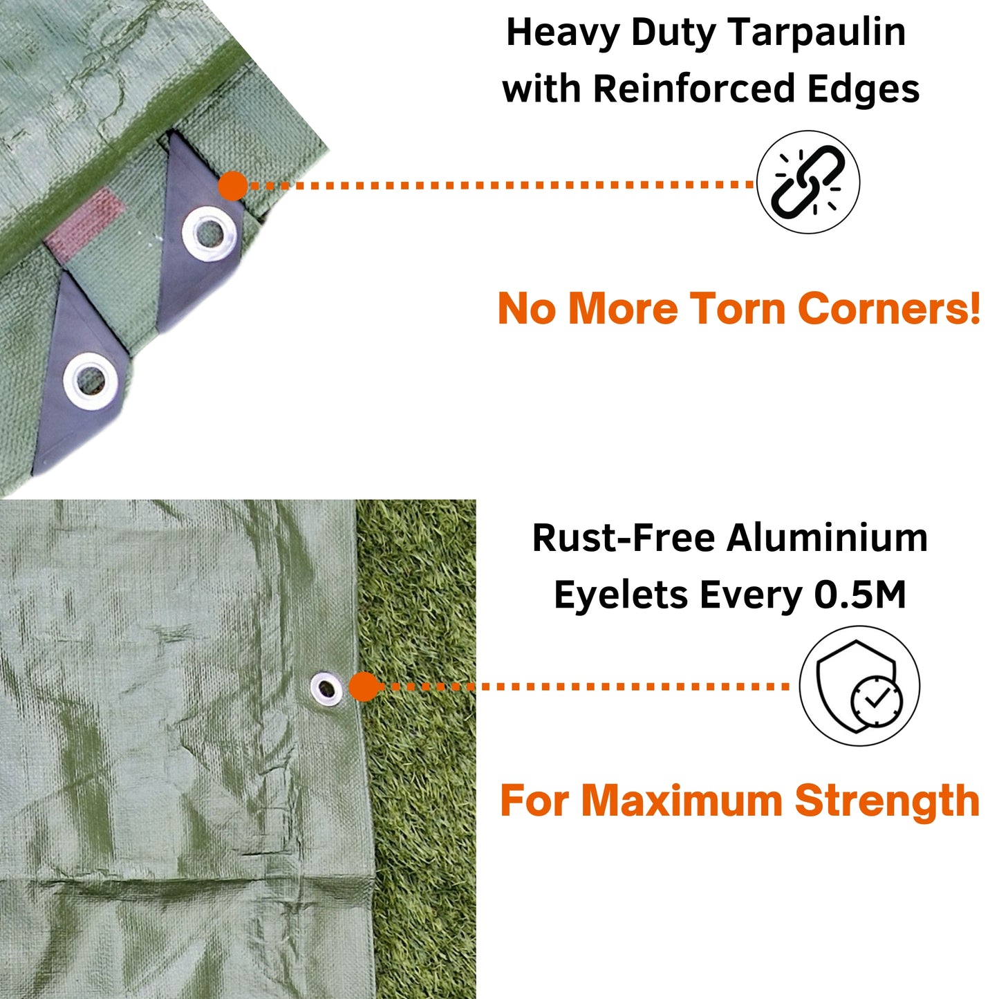 MYPURECORE Heavy Duty Waterproof Tarpaulin 220GSM Green/Brown Tarp with 10 Bungee Balls - Durable Weatherproof Tarp Sheet for Camping, Garden, Trailer, Tent & Outdoor Protection