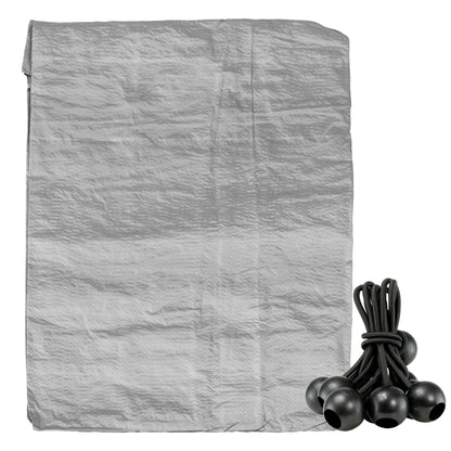 Gray Tarpaulin 50GSM Tarp Sheet + 10 Bungee Balls Camping Garden Cover