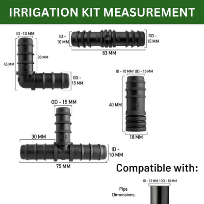 26-Pc Ultimate Garden Irrigation Kit: 13mm (1/2) Pipe Connectors, Drip System & Fittings - Universal Hose Attachments for Soaker Hose, Watering Systems, Greenhouses, Lawns