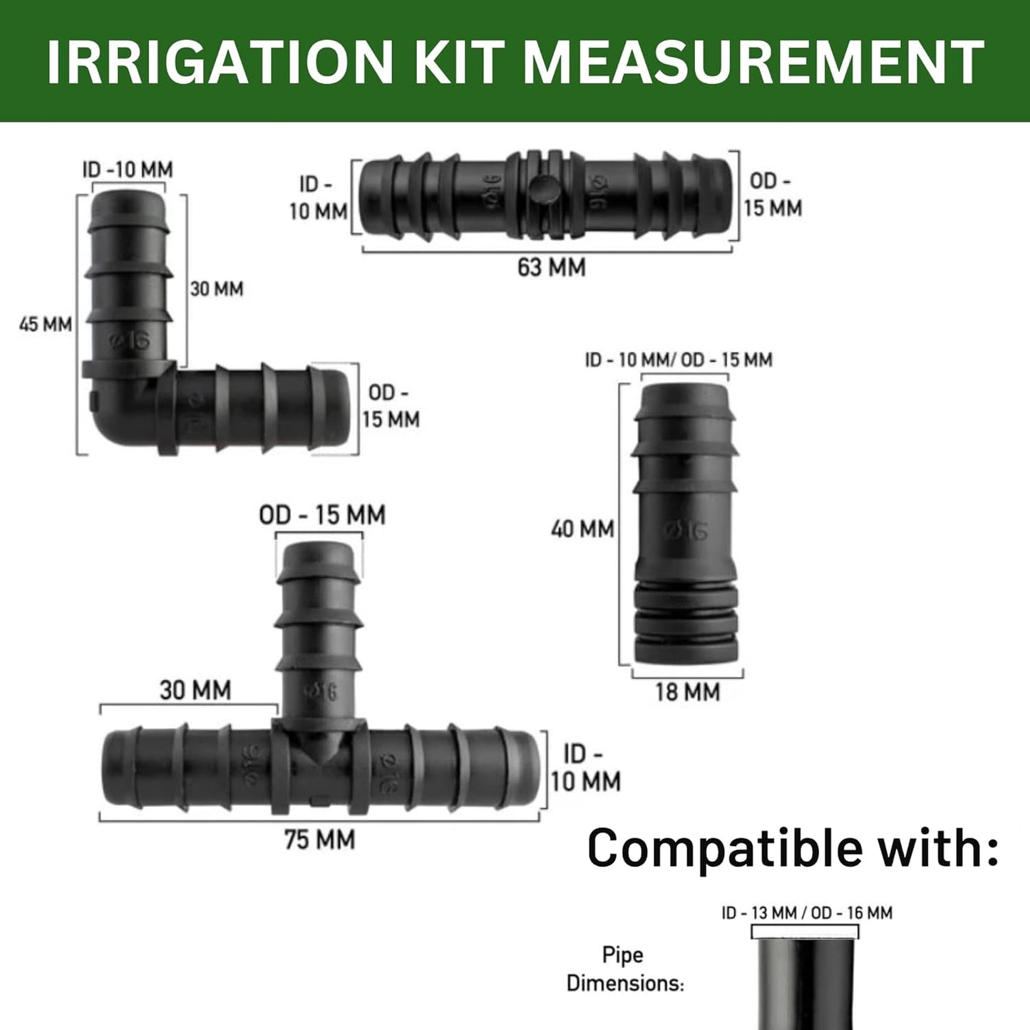 26-Pc Ultimate Garden Irrigation Kit: 13mm (1/2) Pipe Connectors, Drip System & Fittings - Universal Hose Attachments for Soaker Hose, Watering Systems, Greenhouses, Lawns