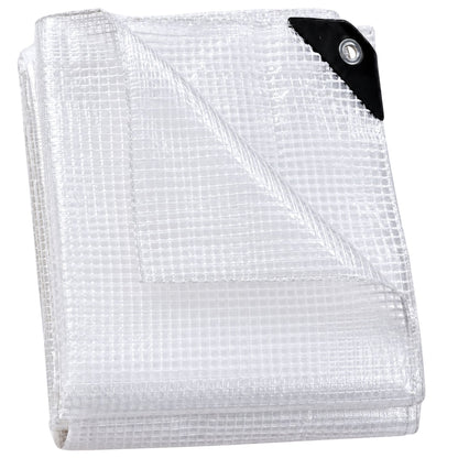 Clear Tarpaulin 300GSM Heavy Duty Waterproof Sheet + 10 Clip On Eyelets
