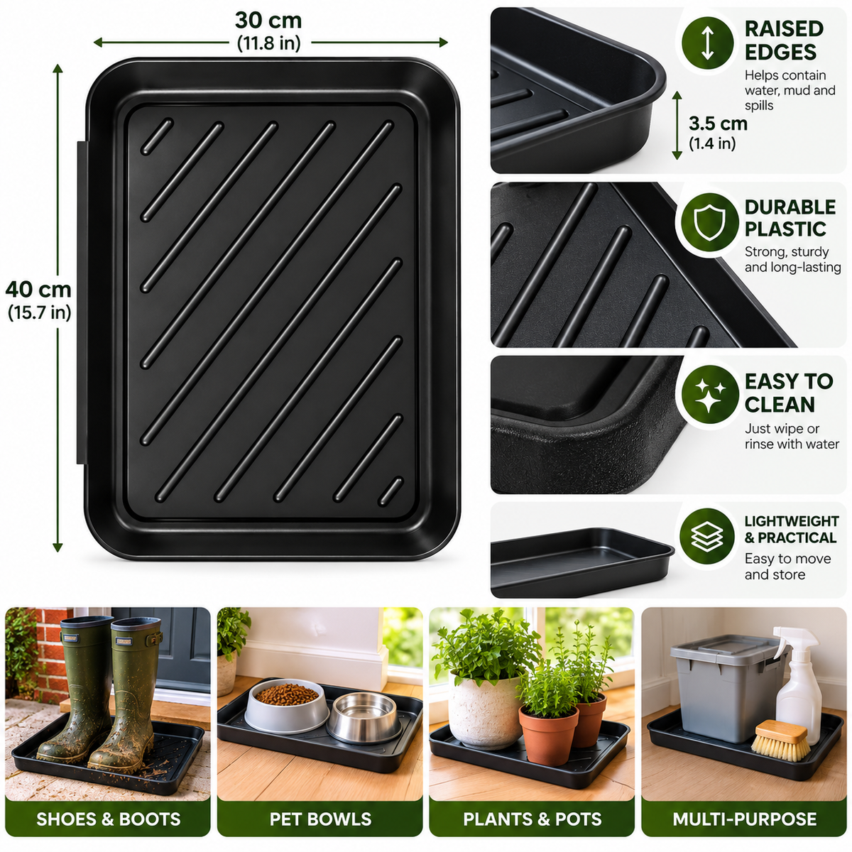 Tray Mat Rectangular Multi-Purpose Plastic – 40 x 30 x 3.5cm