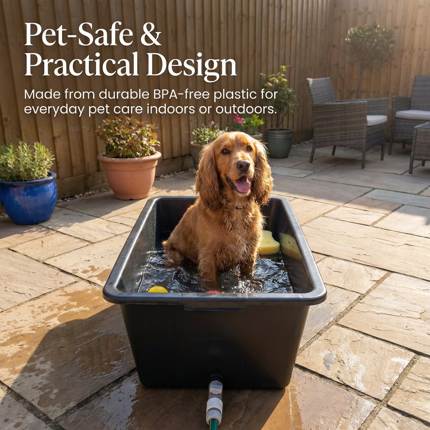Heavy Duty 90L Dog Bath Tub Pet Washing Pool with Drain Plug and Hose Connector Large Plastic Dog Wash Tub for Indoor Outdoor Grooming Cooling Pool Multi Colour
