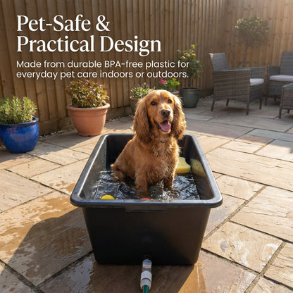 Heavy Duty 90L Dog Bath Tub Pet Washing Pool with Drain Plug and Hose Connector Large Plastic Dog Wash Tub for Indoor Outdoor Grooming Cooling Pool Multi Colour