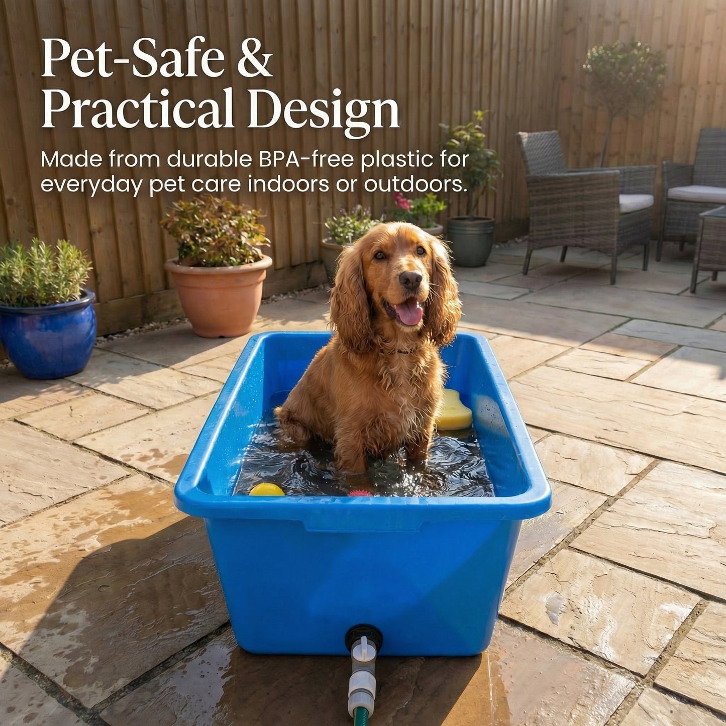 Heavy Duty 90L Dog Bath Tub Pet Washing Pool with Drain Plug and Hose Connector Large Plastic Dog Wash Tub for Indoor Outdoor Grooming Cooling Pool Multi Colour