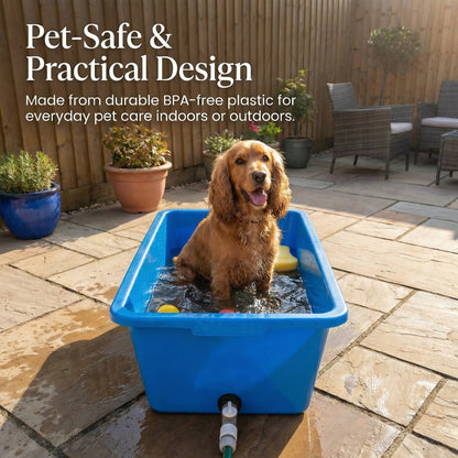 Heavy Duty 90L Dog Bath Tub Pet Washing Pool with Drain Plug and Hose Connector Large Plastic Dog Wash Tub for Indoor Outdoor Grooming Cooling Pool Multi Colour
