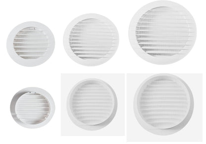 White Circular Ventilation Grille with Flyscreen - Round Air Vent 100mm – 4 inch Rear Spigot