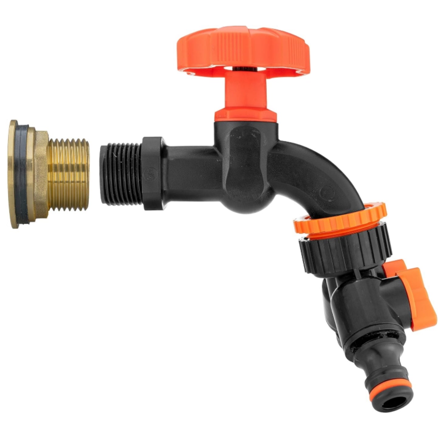 Water Butt Brass Kit 1" BSP to 3/4” – Heavy-Duty Brass Tank Connector with Black Dial Tap for Rainwater Harvesting, Barrels & Water Tanks