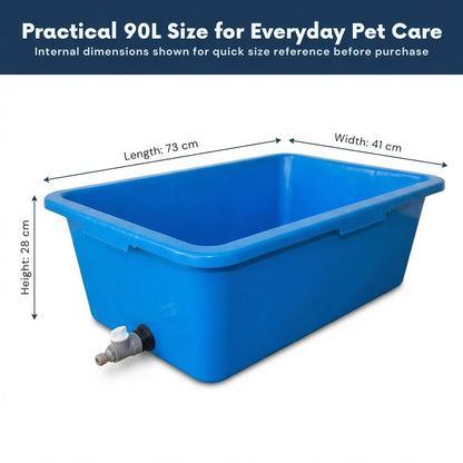 Heavy Duty 90L Dog Bath Tub Pet Washing Pool with Drain Plug and Hose Connector Large Plastic Dog Wash Tub for Indoor Outdoor Grooming Cooling Pool Multi Colour