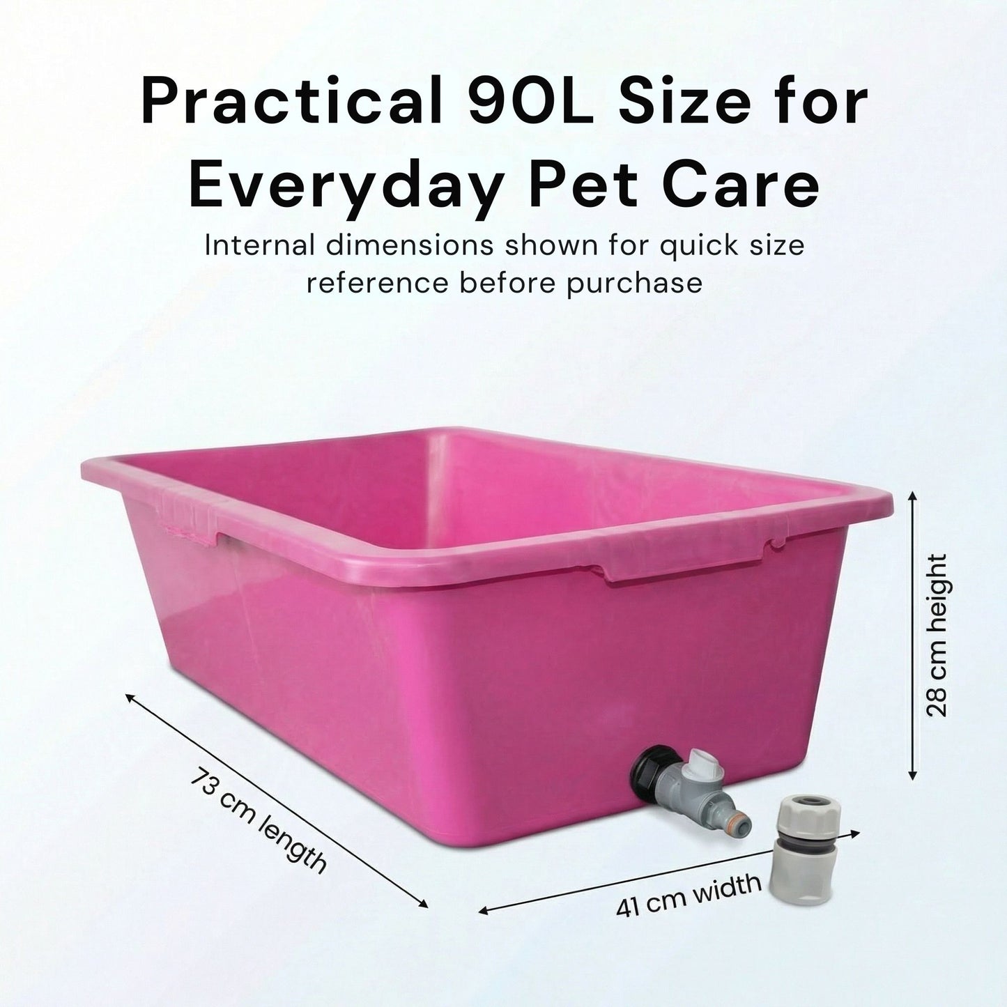 Heavy Duty 90L Dog Bath Tub Pet Washing Pool with Drain Plug and Hose Connector Large Plastic Dog Wash Tub for Indoor Outdoor Grooming Cooling Pool Multi Colour