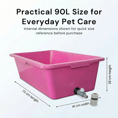 Heavy Duty 90L Dog Bath Tub Pet Washing Pool with Drain Plug and Hose Connector Large Plastic Dog Wash Tub for Indoor Outdoor Grooming Cooling Pool Multi Colour