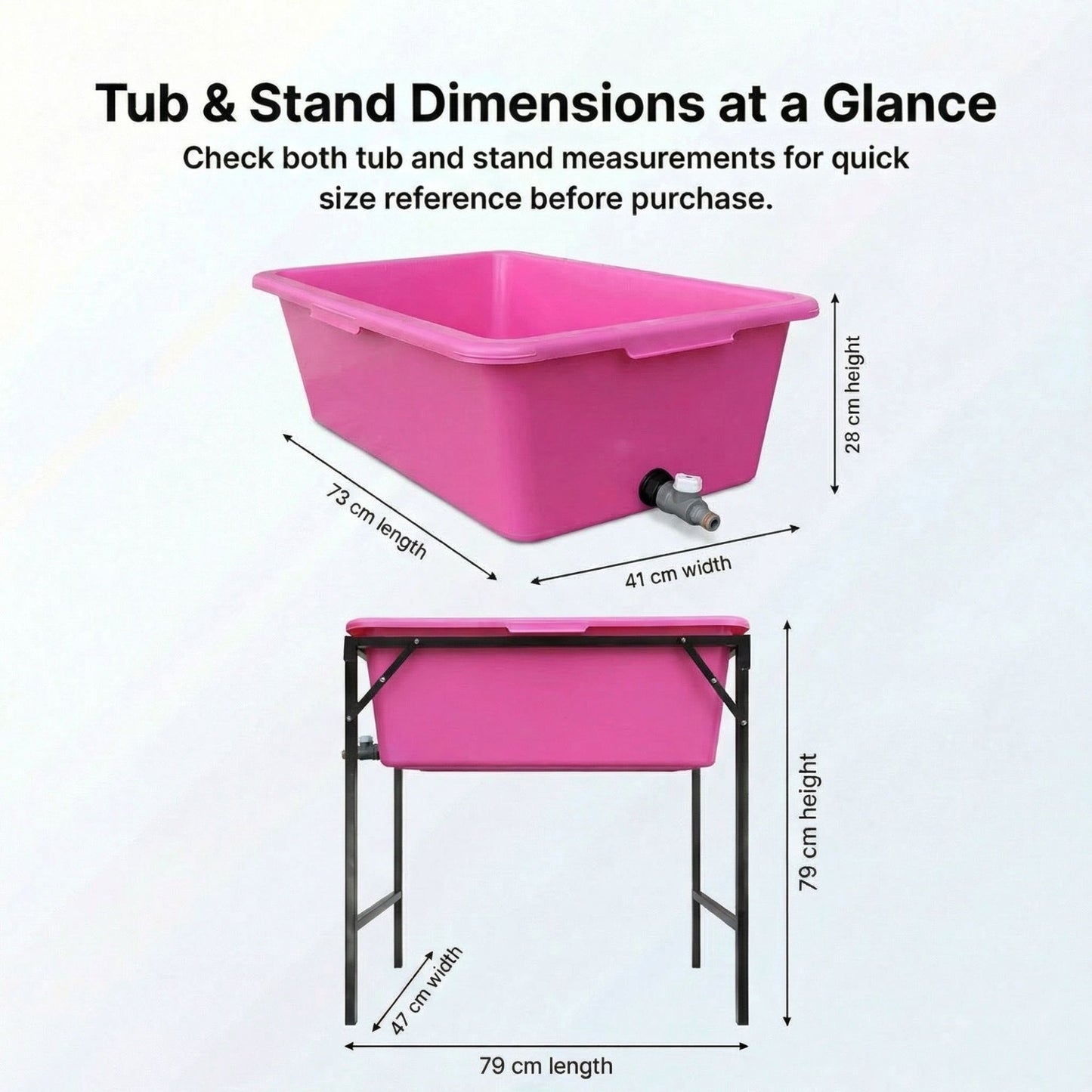Dog Bath Tub 90L with Stand Raised Pet Bath Pool Foldable Metal Frame with Drain Plug Hose Connector Durable Dog Wash Tub for Indoor Outdoor Pet Care