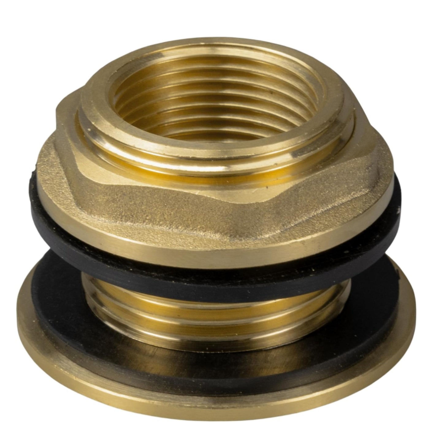 Solid Brass Water Butt Outlet Connector Threaded Adaptor with Washers, Nut & PTFE Tape for Rain Barrels, Tanks & Water Storage Systems