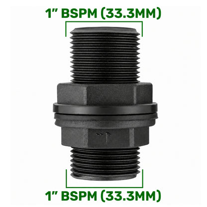 Water Butt Barrel Outlet Connector 1/2" 3/4" 1" BSP Tank Fitting with Click-Lock Hose Connector for Rainwater Barrels & Water Tanks