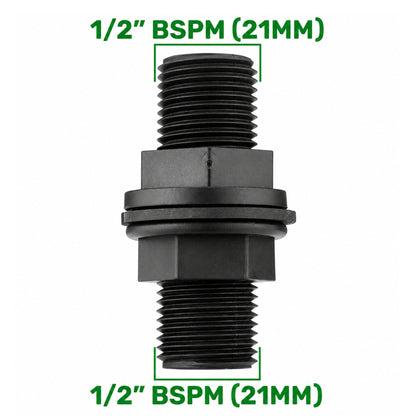 Water Butt Barrel Outlet Connector 1/2" 3/4" 1" BSP Tank Fitting with Click-Lock Hose Connector for Rainwater Barrels & Water Tanks