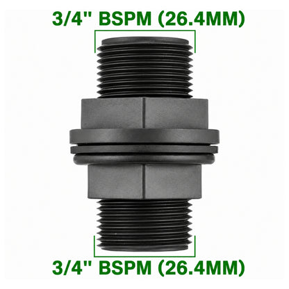 Water Butt Barrel Outlet Connector 1/2" 3/4" 1" BSP Tank Fitting with Click-Lock Hose Connector for Rainwater Barrels & Water Tanks