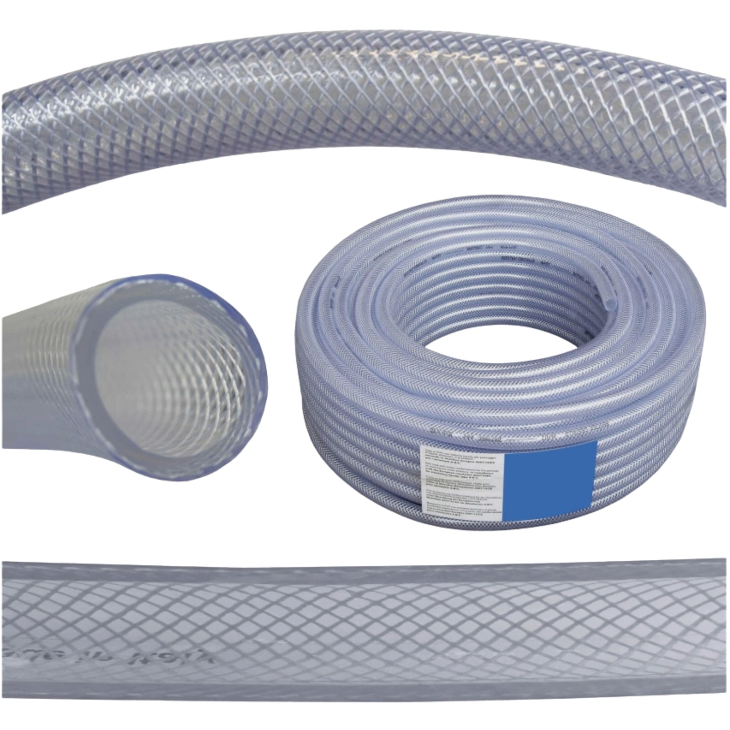 Clear Reinforced PVC Hose Pipe 12.5mm with 2 Quick Connectors – Durable 4-Layer Food Safe Garden Water Hose for Liquids, Aquariums, Ponds & Irrigation