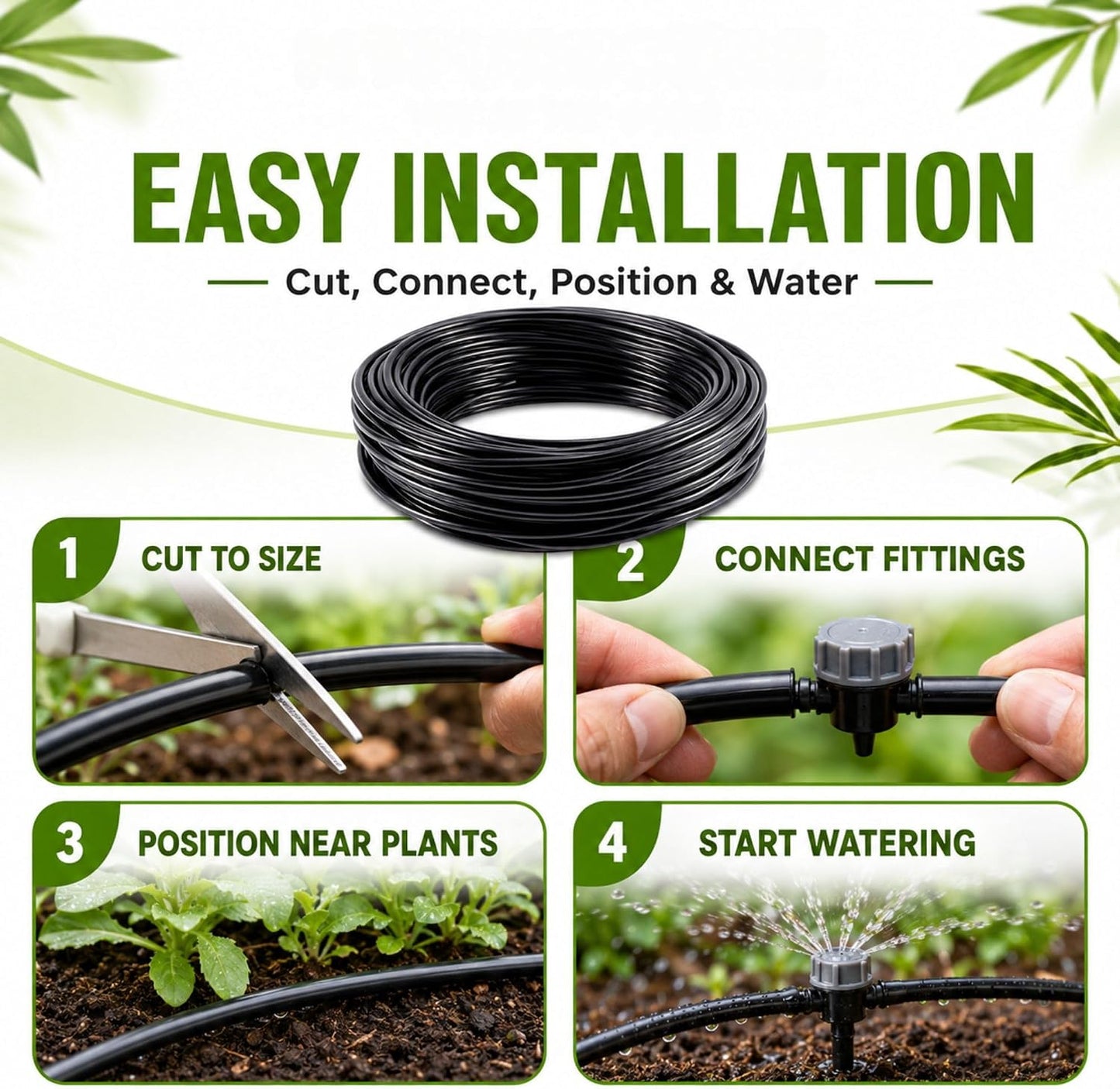 Micro Irrigation Water Pipe Tube – 50m Black Micro Tube 4mm / 6mm – Premium Hose for Garden Watering Systems